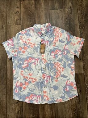Natural Blue Linen Blend Eco Breathable Shirt Men’s Size XXL Multicolour